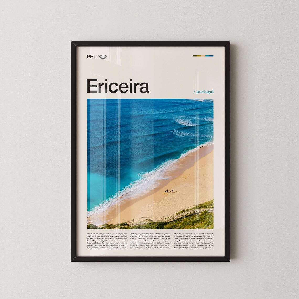 Ericeira Portugal Atlantic Beach Aerial View Scenic Travel Poster