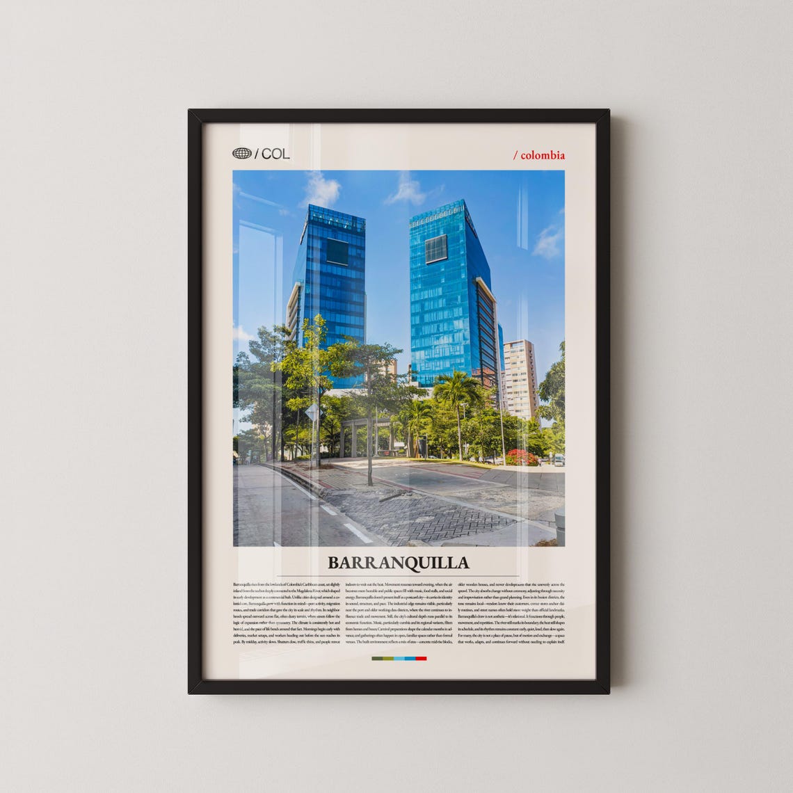 Barranquilla Colombia Poster Modern Twin Towers Cityscape Caribbean