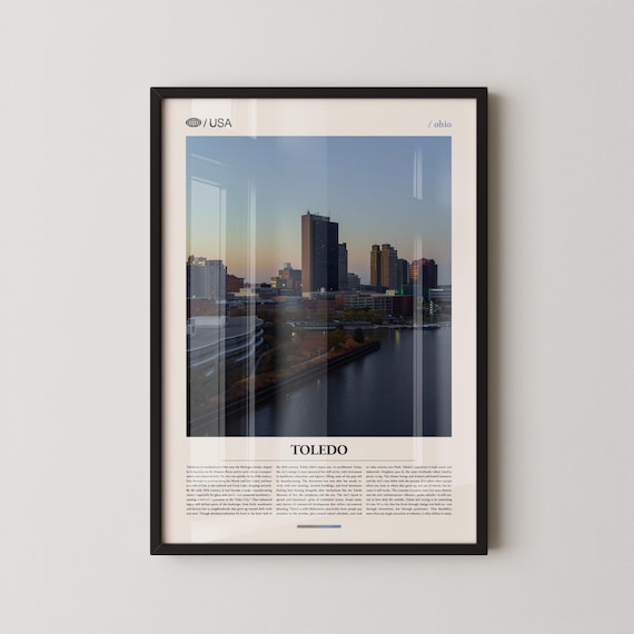 Toledo Ohio Waterfront Skyline Editorial Travel Guide Poster