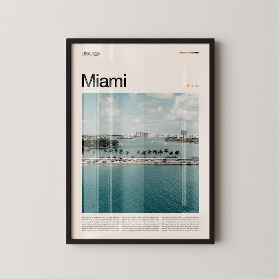 Miami Print Florida Wall Art Poster Photo South Beach Ocean Drive Wynwood Walls Biscayne Bay Little Havana