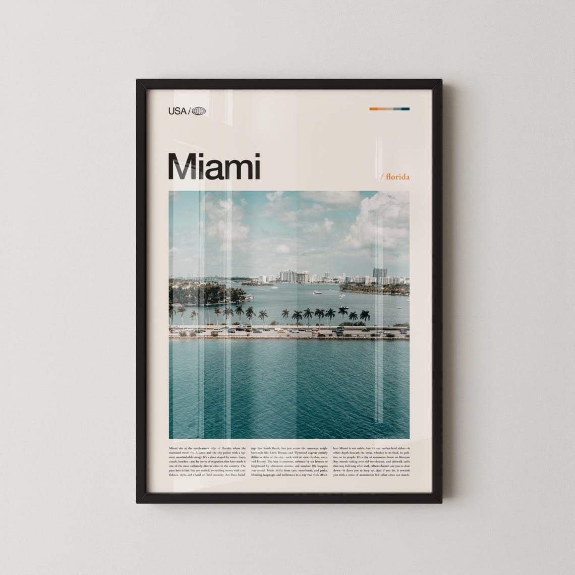 Miami Florida Biscayne Bay Palm Trees Turquoise Photo Travel Wall Art
