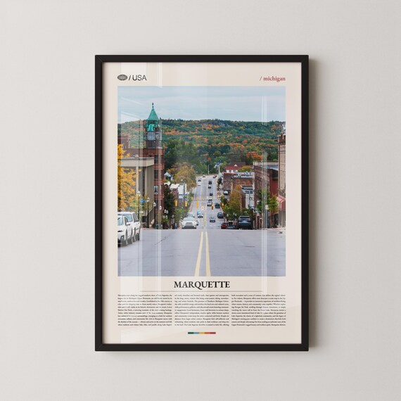 Marquette Michigan Autumn Main Street Travel Photography Poster