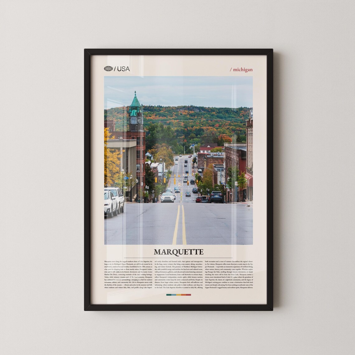 Marquette Michigan Autumn Main Street Travel Photography Poster