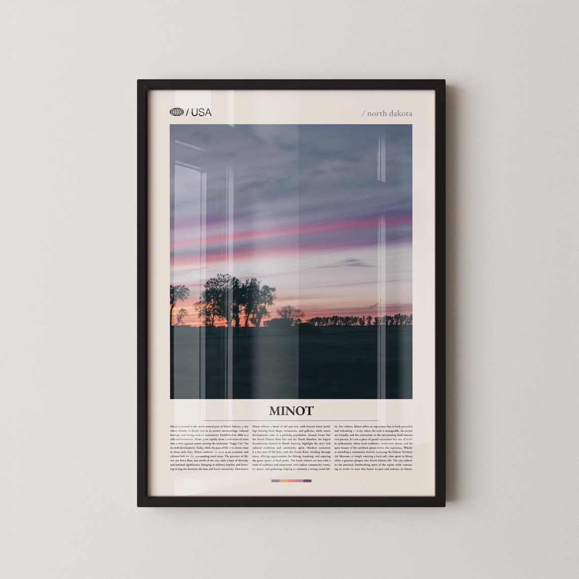 Minot North Dakota Prairie Sunset Landscape Travel Photo Poster