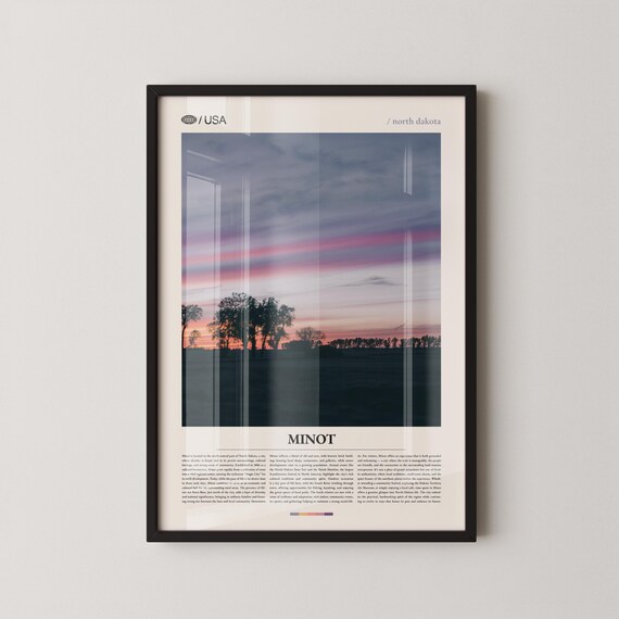 Minot North Dakota Prairie Sunset Landscape Travel Photo Poster