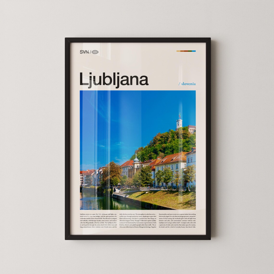 Ljubljana Slovenia Historic River Cityscape Travel Photography Poster