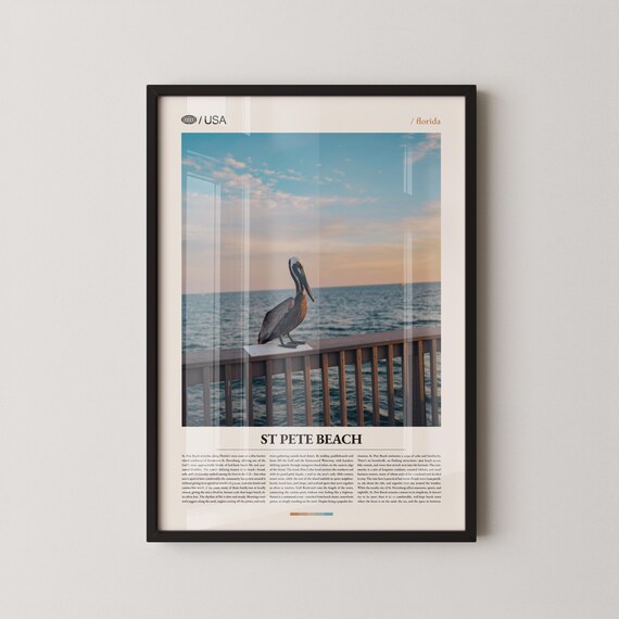 St Pete Beach Florida Pelican Pier Sunset Photo Travel Poster