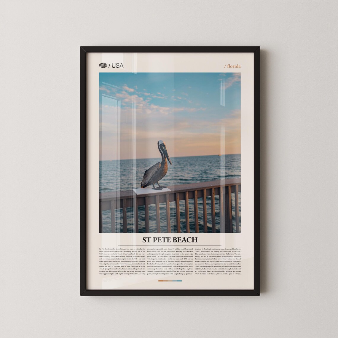 St Pete Beach Florida Pelican Pier Sunset Photo Travel Poster