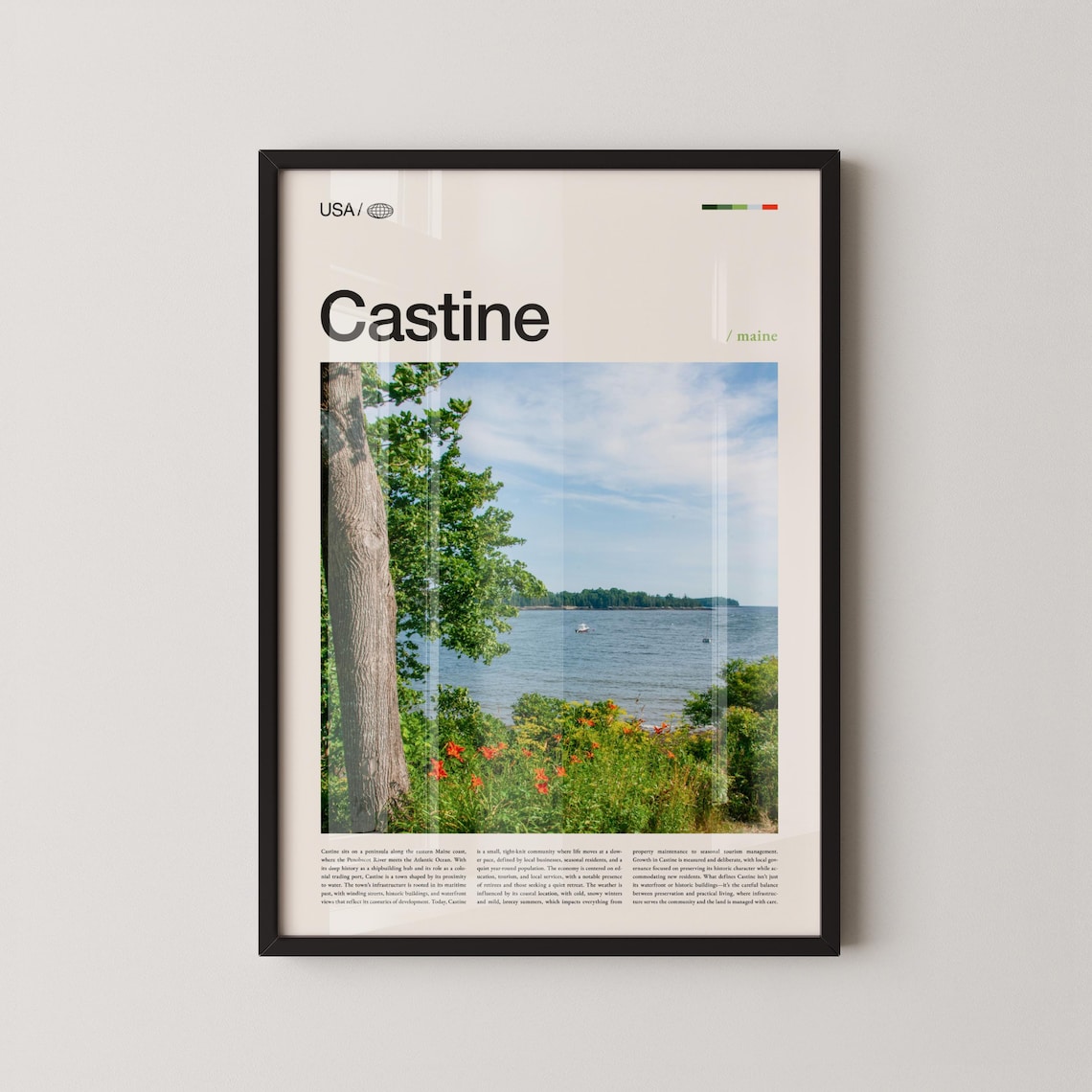 Castine Maine Harbor Coastal Town Serif Title Travel Poster USA