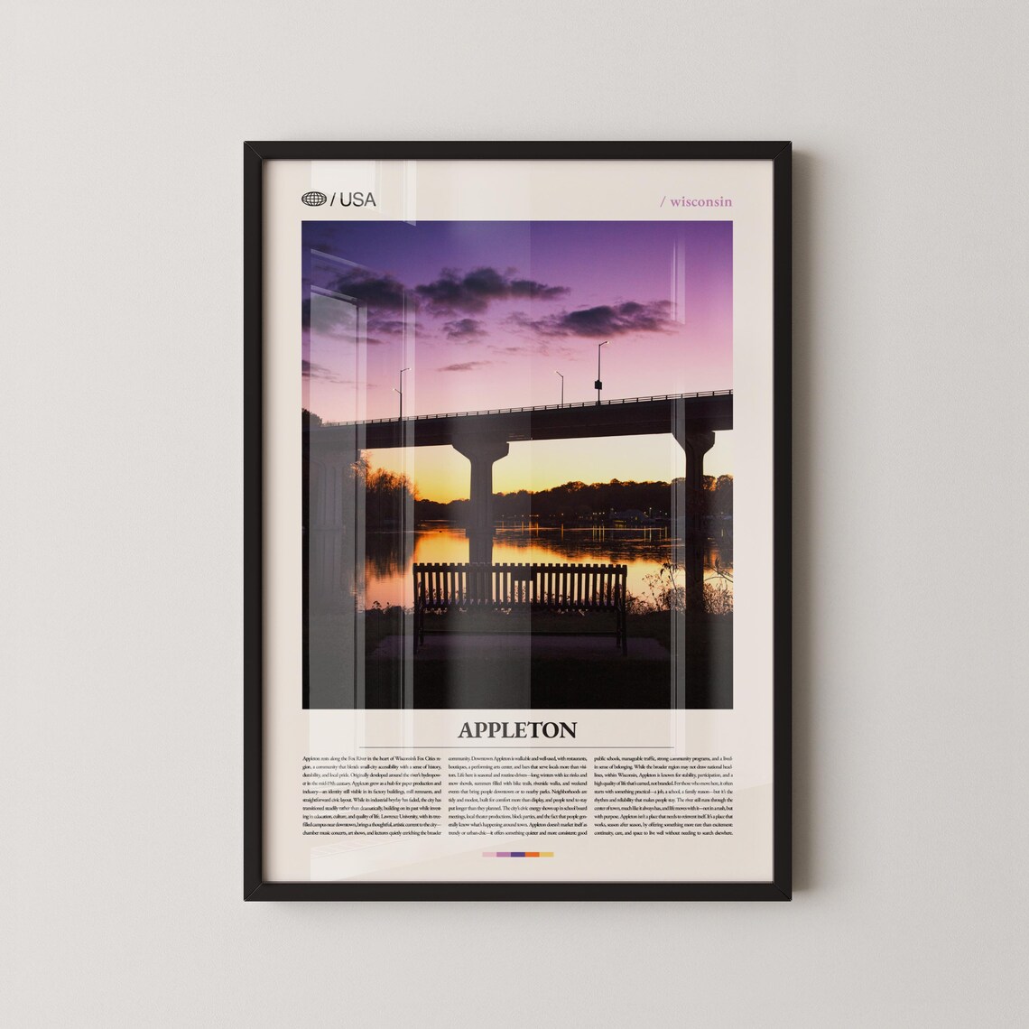 Appleton Print Wisconsin Wall Art Poster Photo Fox River Views Historic Downtown Midwest Charm Decor
