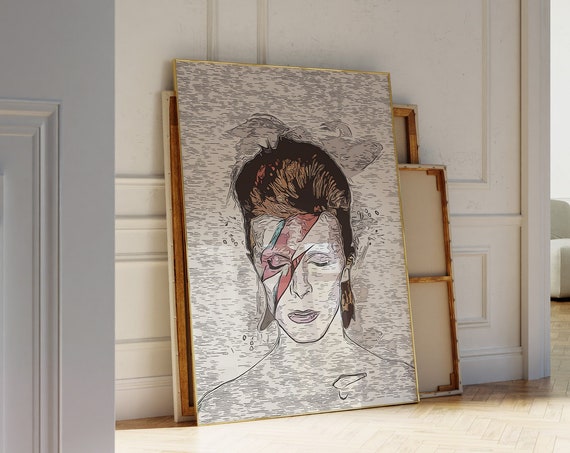 David Bowie Minimalist Poster And Print For Wall Decor Artistic Portrayal Of Bowies Glam Rock And Ziggy Stardust Eras