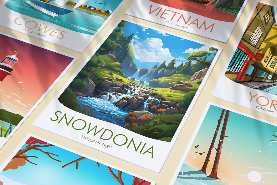 Snowdonia Wales Cascading Mountain Stream Scenic Nature Poster - Image 3