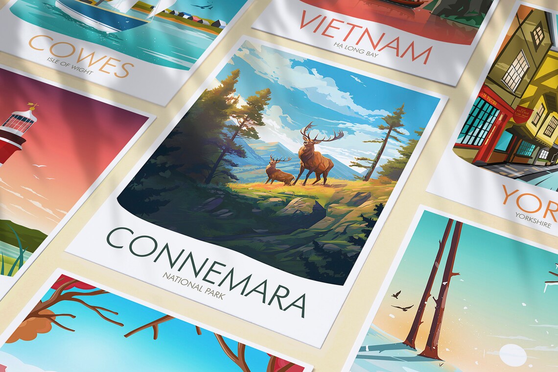 Connemara National Park Ireland Deer Hills Vintage Nature Poster - Image 3