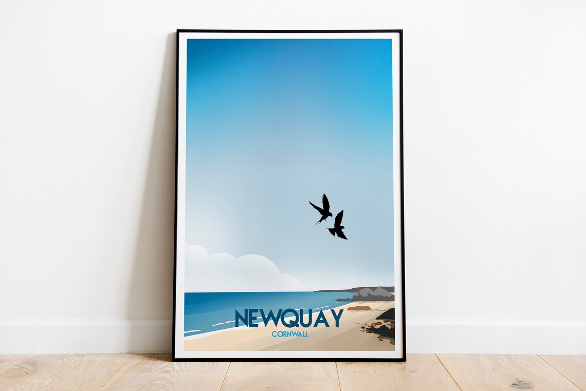 Newquay Cornwall Travel Poster, Beach Scene - Image 3