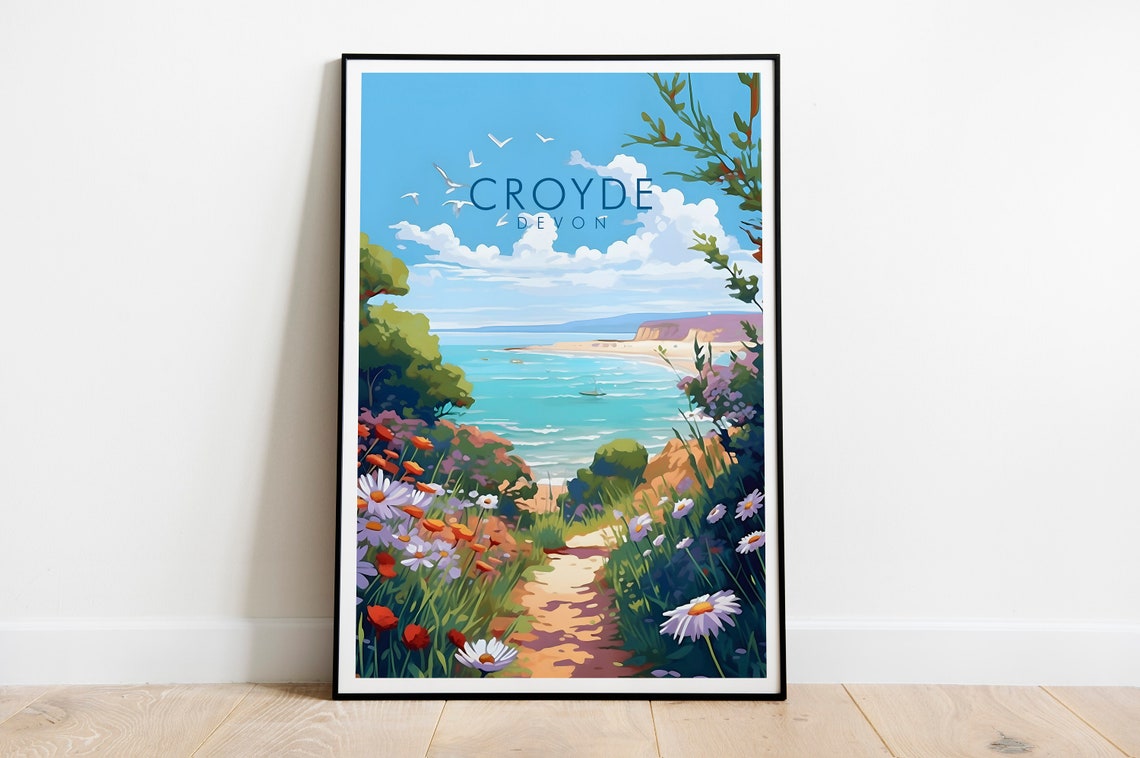 Croyde Devon Coastal Path Wildflower Meadow Sea View Beach Poster - Image 2