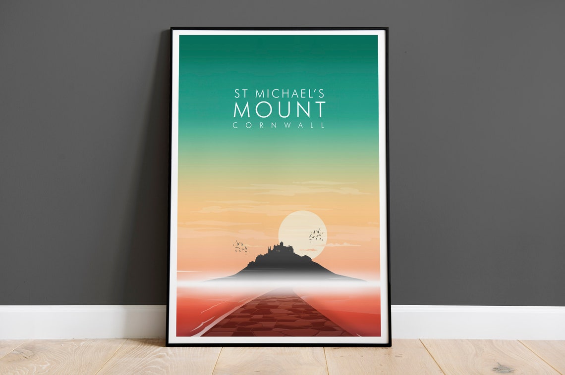 St Michaels Mount Cornwall Island Castle Misty Sunrise Poster