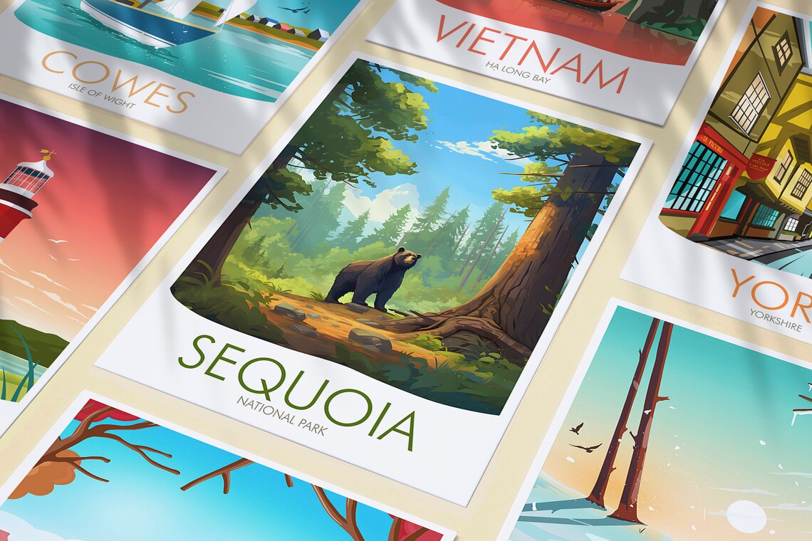 Sequoia National Park Bear Among Ancient Redwoods California Forest Path Poster - Image 3