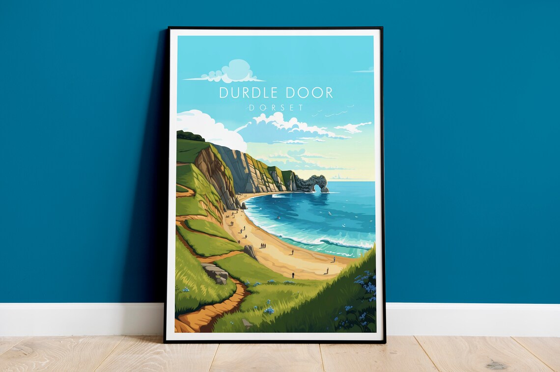 Durdle Door Dorset Travel Poster, Coastal Landmark