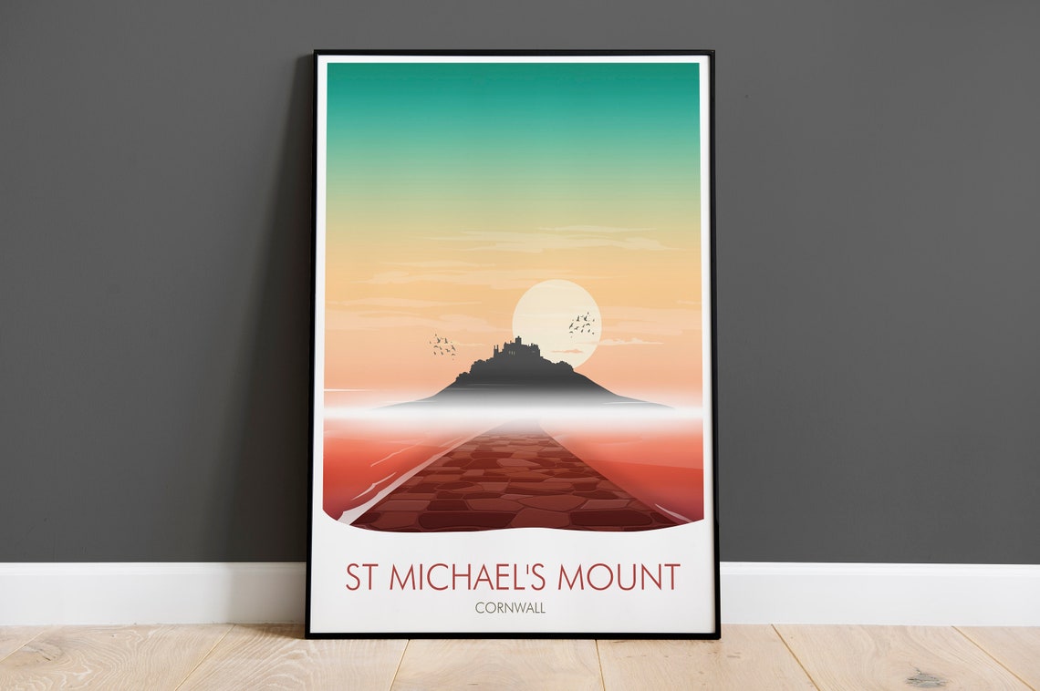 St Michaels Mount Cornwall Tidal Island Castle Sunrise Sea Poster