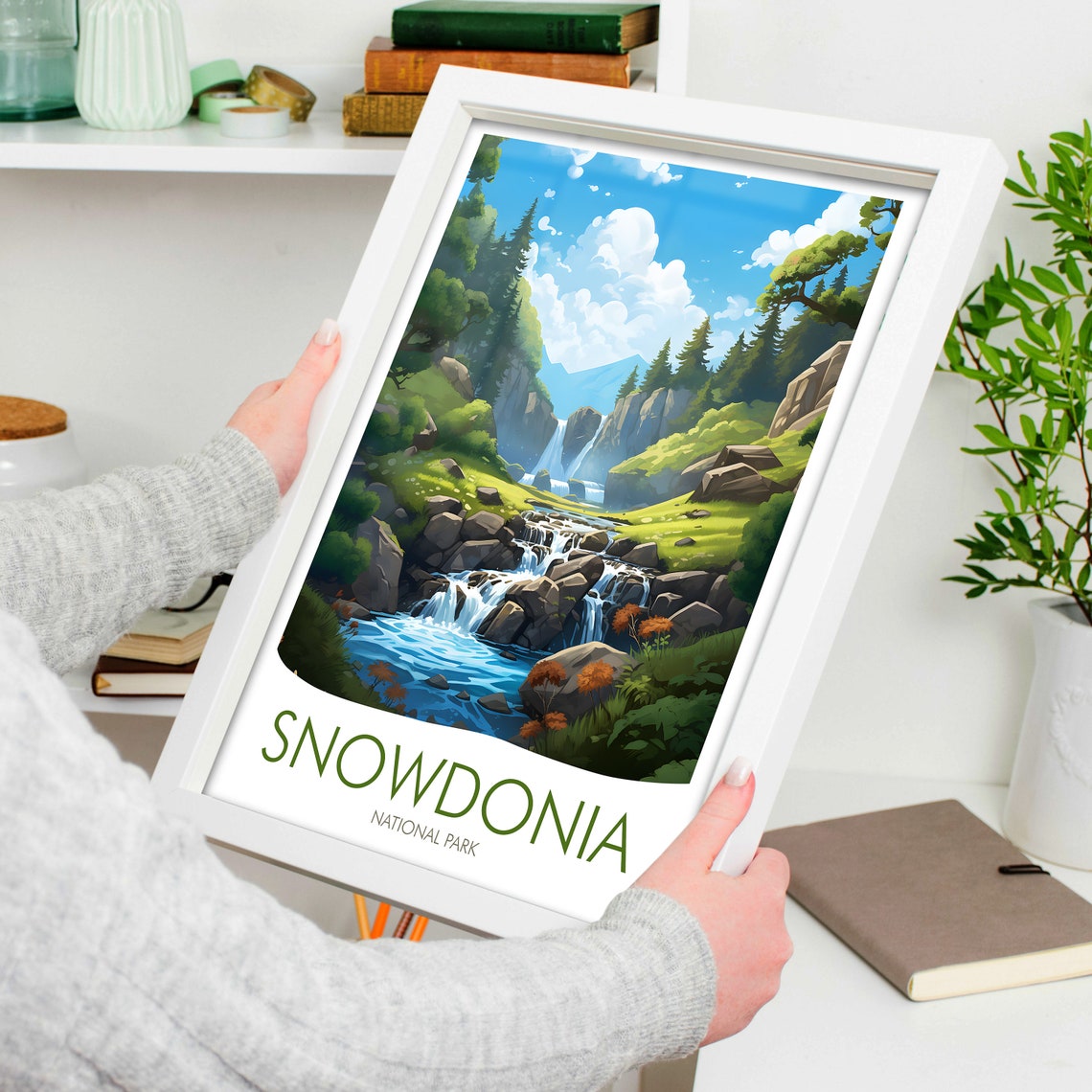 Snowdonia Wales Cascading Mountain Stream Scenic Nature Poster - Image 4
