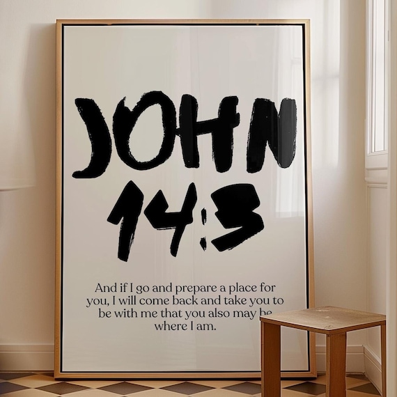 Christian John 14 Verse 3 Bold Scripture Typography Art Poster