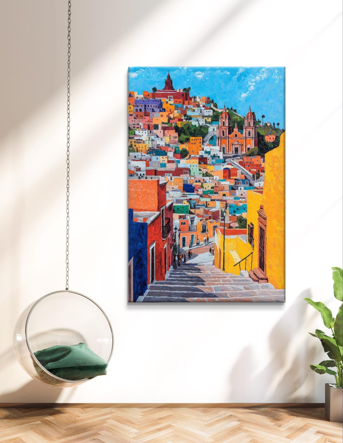 Guanajuato Colorful Hillside Colonial Town Stairs View Poster - Image 5