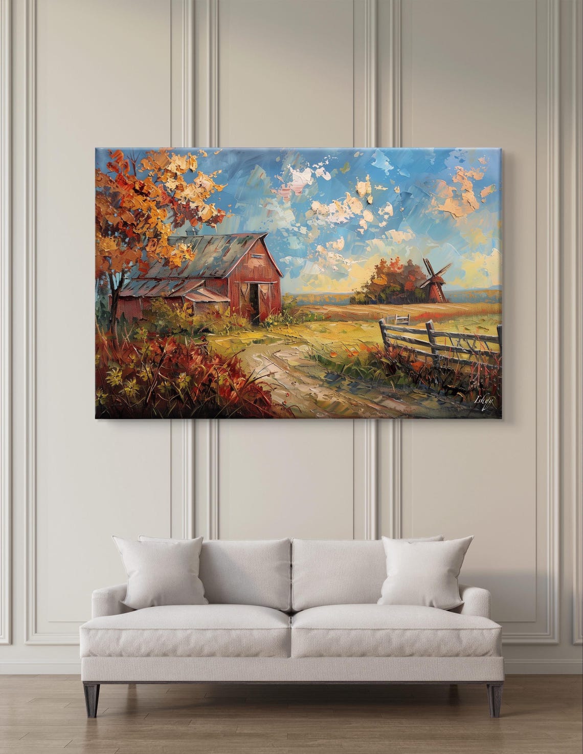 Red Barn Autumn Countryside Farm Landscape Harvest Scene Poster - Image 4
