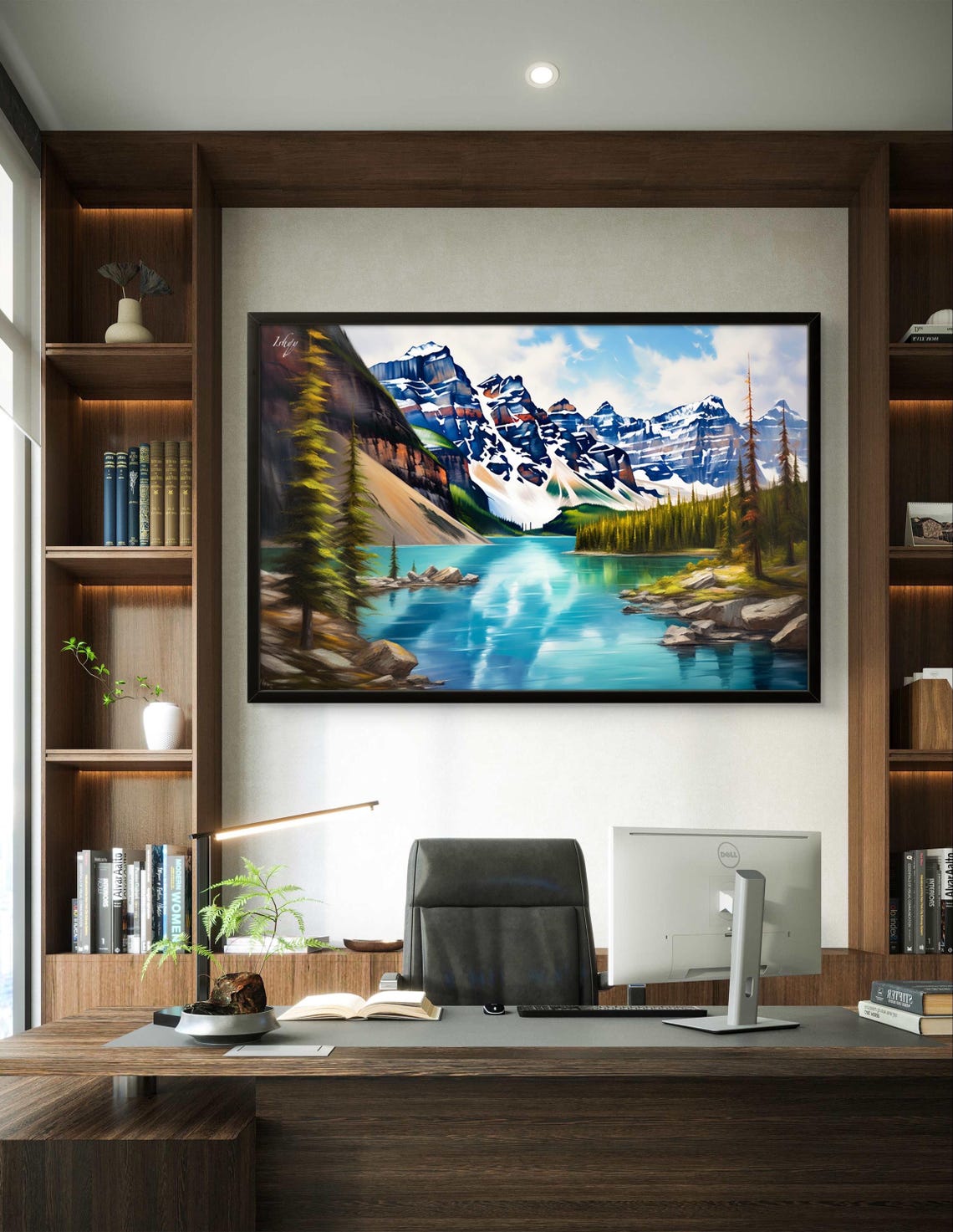 Moraine Lake Art Framed Canada Decor Vibrant Lake Print Scenic Landscape Art Nature Wall Decor Living Room Art Outdoor Travel Wall Art - Image 2