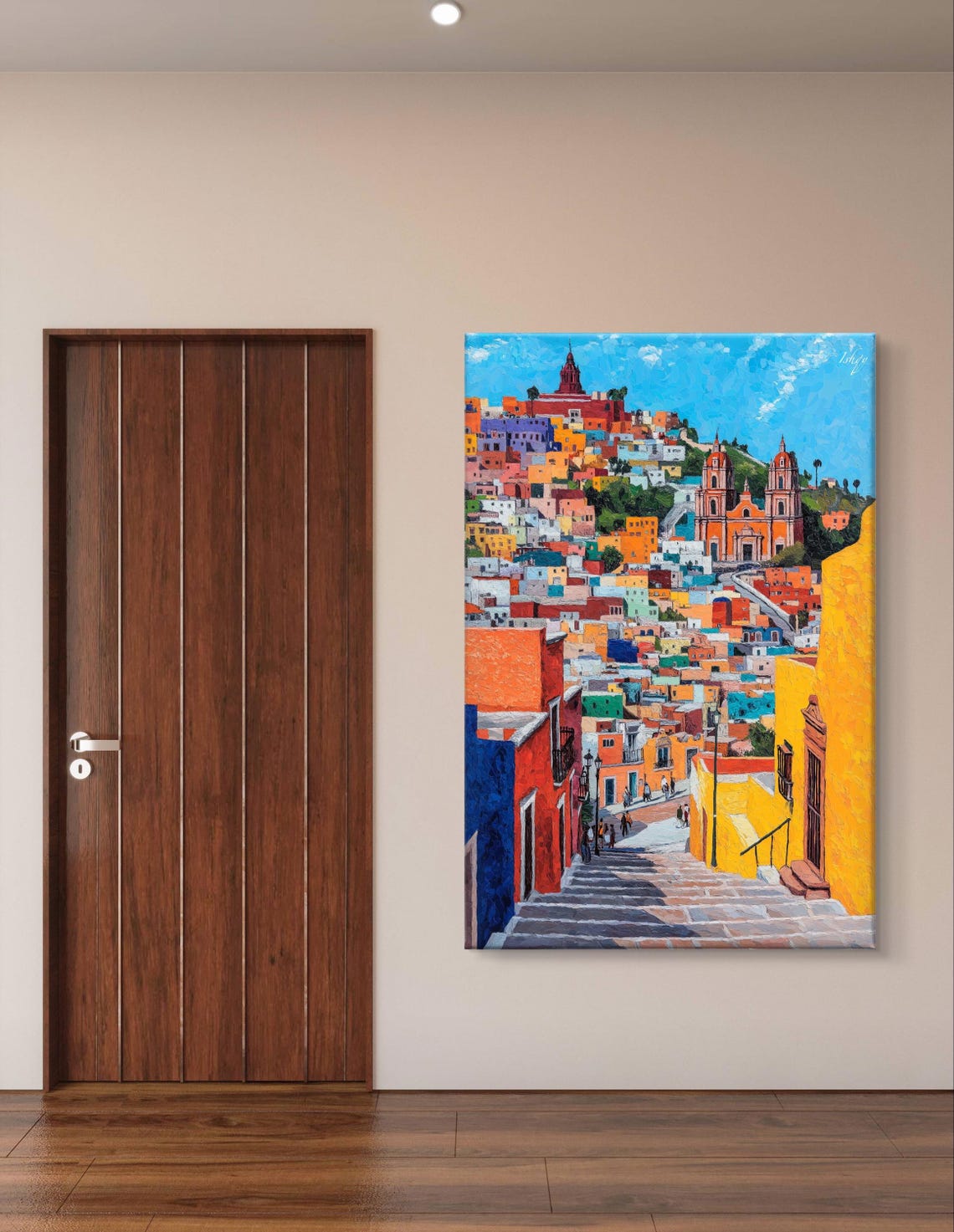 Guanajuato Colorful Hillside Colonial Town Stairs View Poster - Image 7