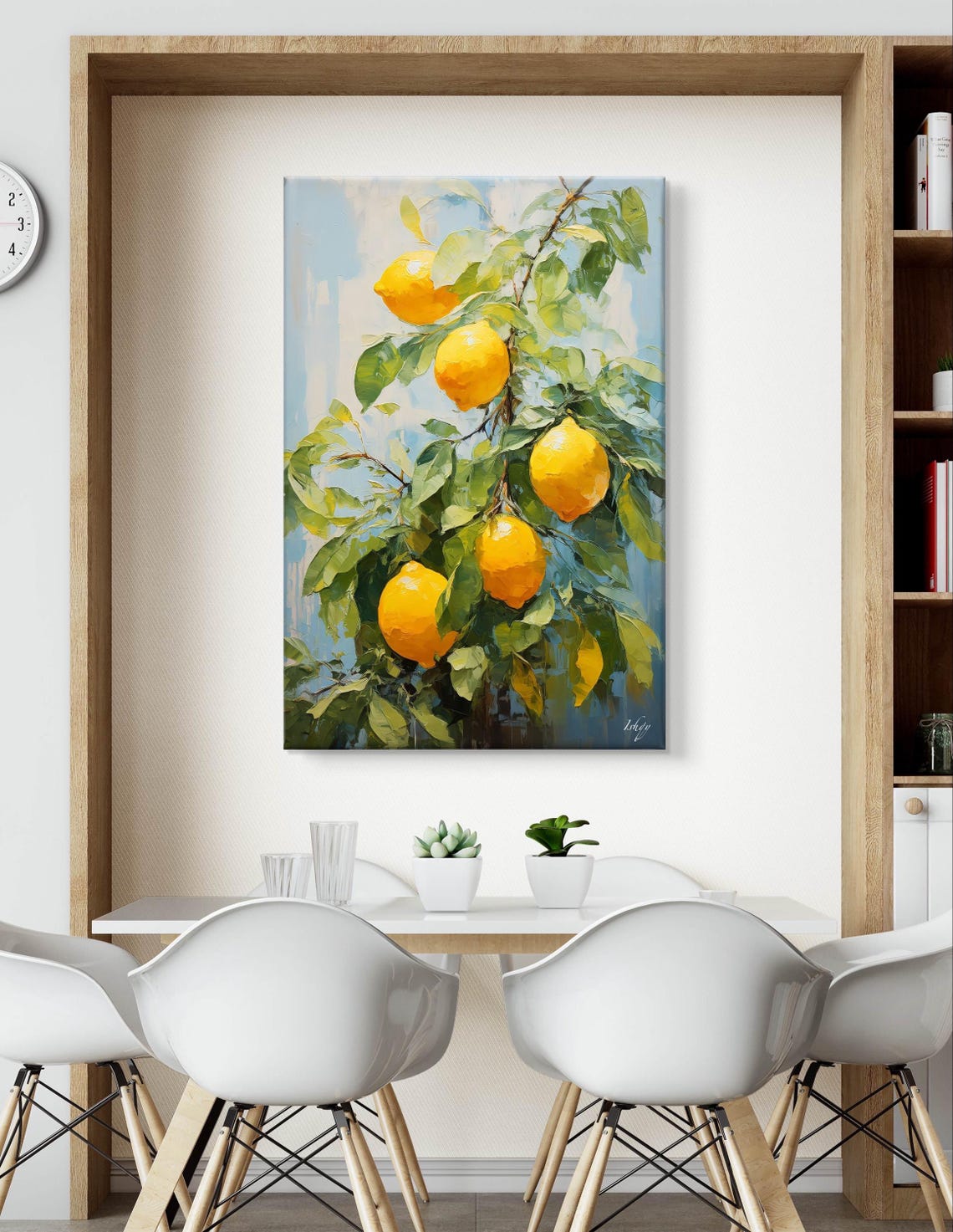 Ripe Lemon Branch Oil Painting with Fresh Green Leaves Poster - Image 5