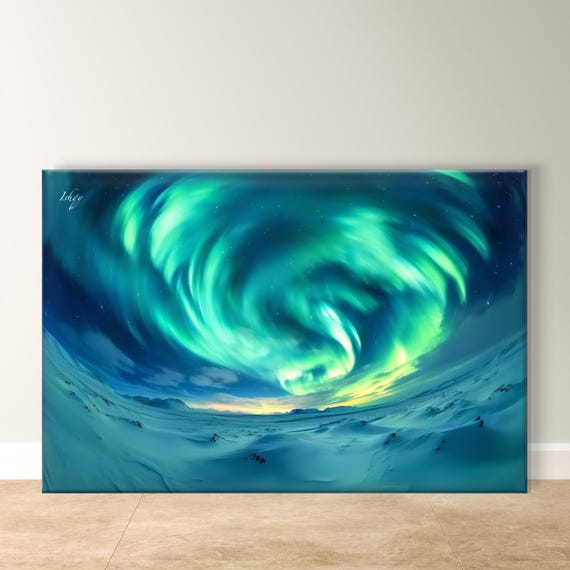 Aurora Borealis Art Northern Lights Framed Night Sky Decor Celestial Nature Poster Cosmic Landscape Unique Home Gift Idea