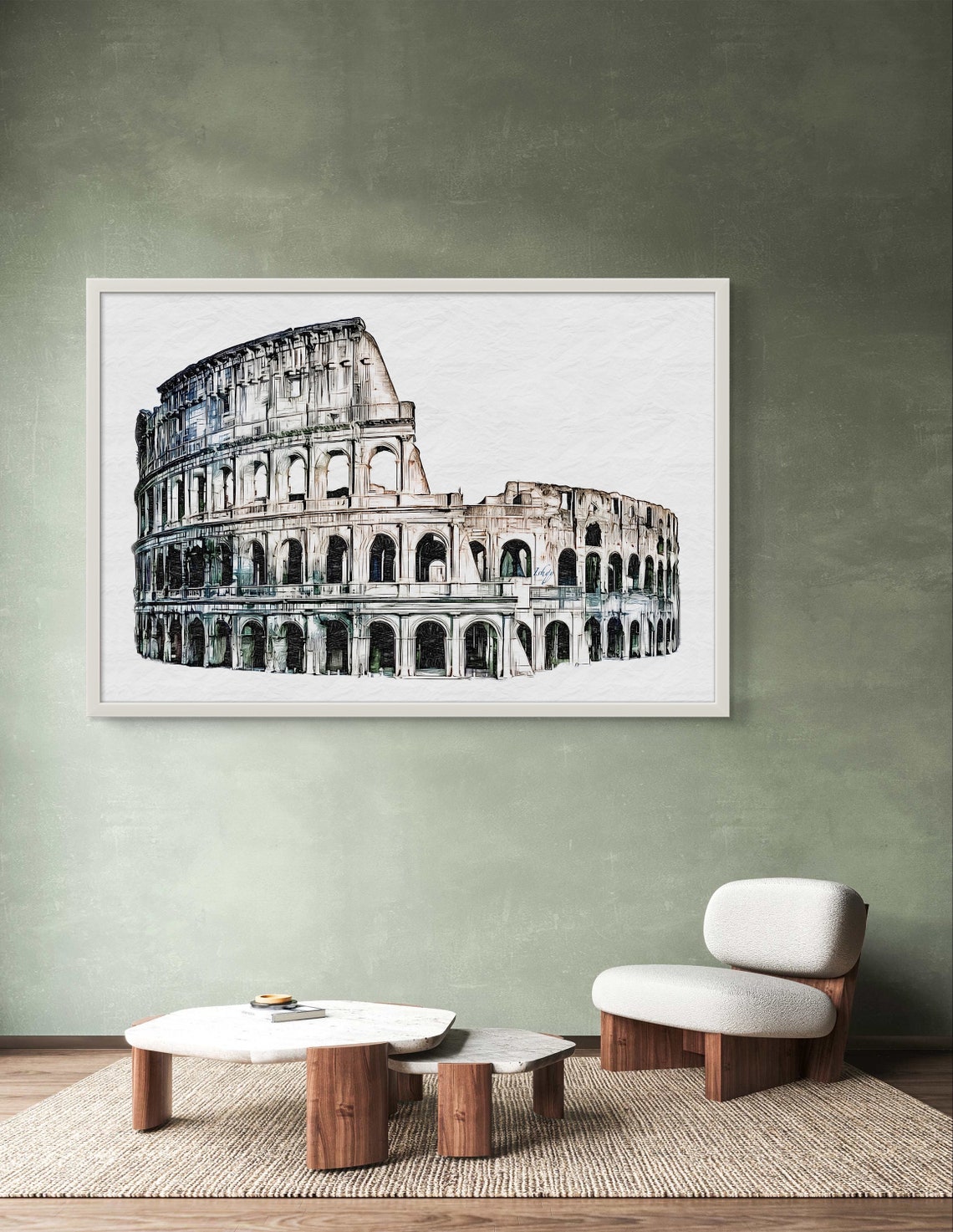 Rome Colosseum Architectural Sketch Style Historic Landmark Poster - Image 3