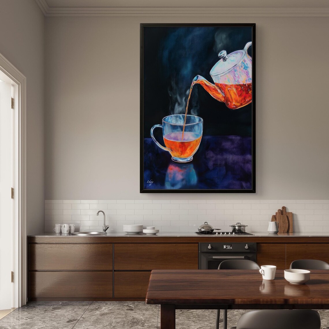 Tea Wall Art, Elegant Minimalist Kitchen Art Print - Image 3