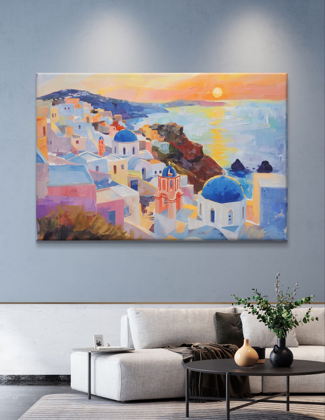 Oia Santorini Sunset Over Blue Domes and the Aegean Caldera Poster - Image 4