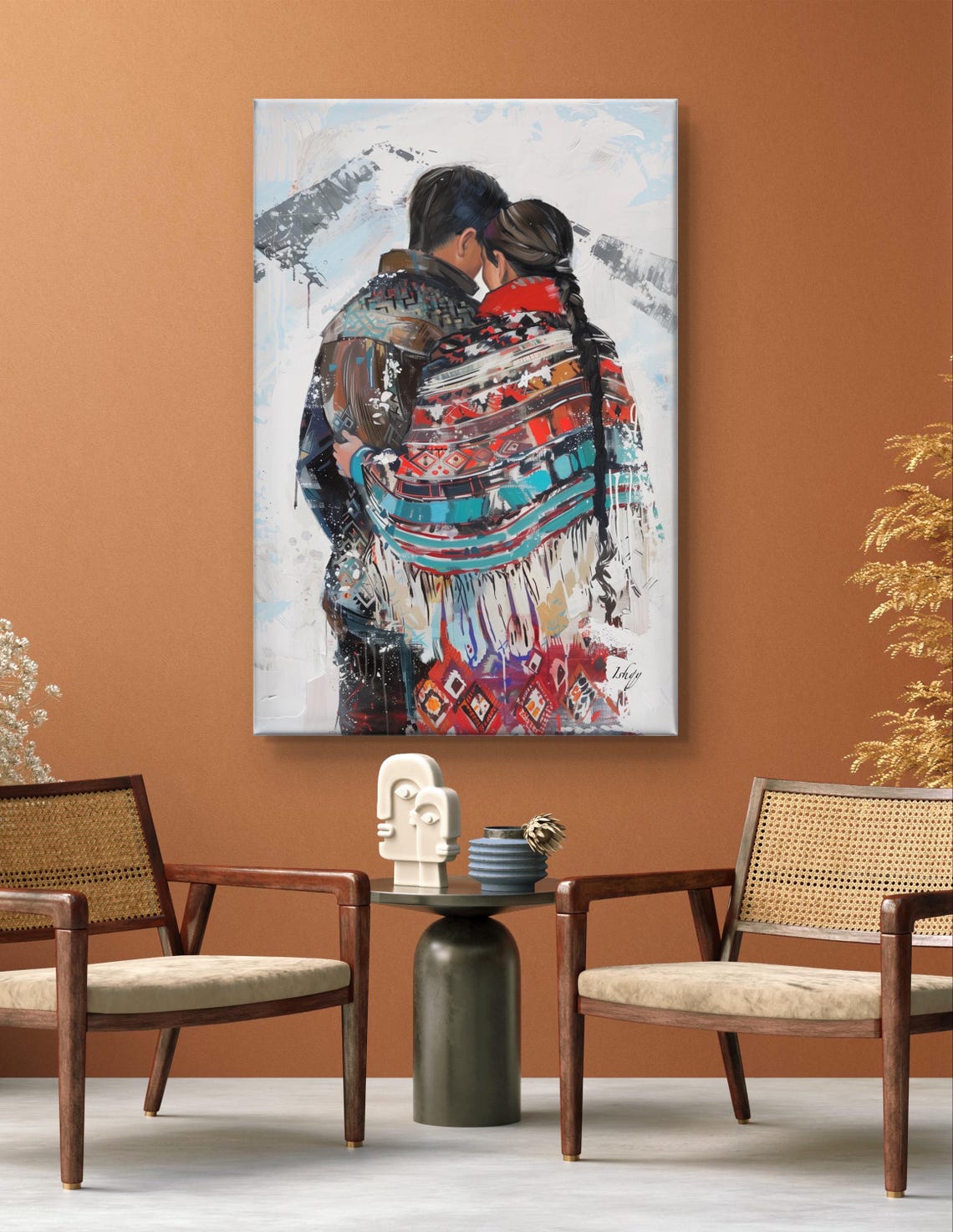 Sami Couple Snowy Embrace Nordic Winter Love Heritage Poster - Image 6