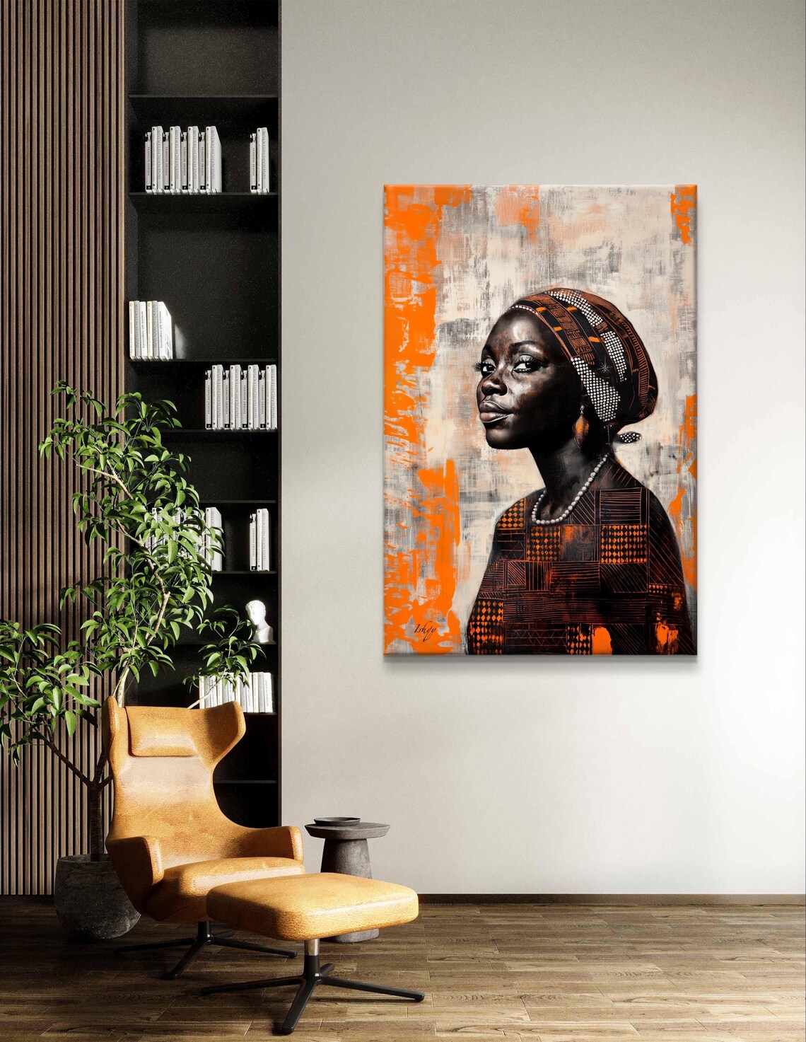 Bambara Woman Headwrap Portrait Burnt Orange African Art Poster - Image 6