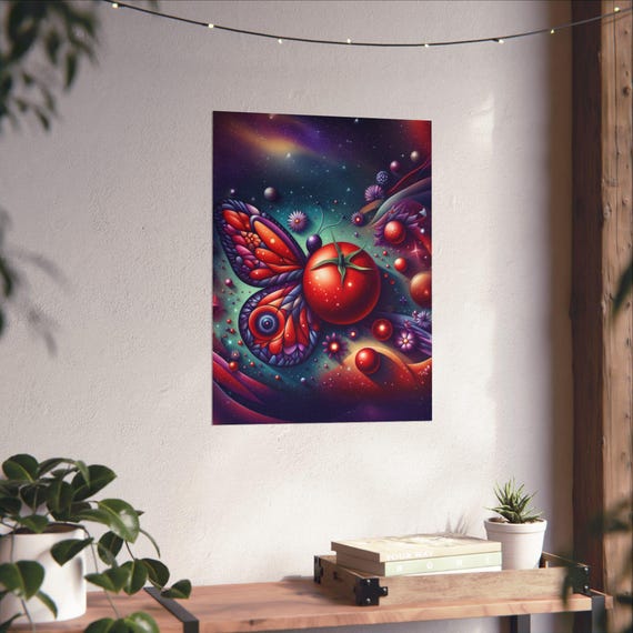 Tomatoes Poster, Vibrant Butterfly Art Print