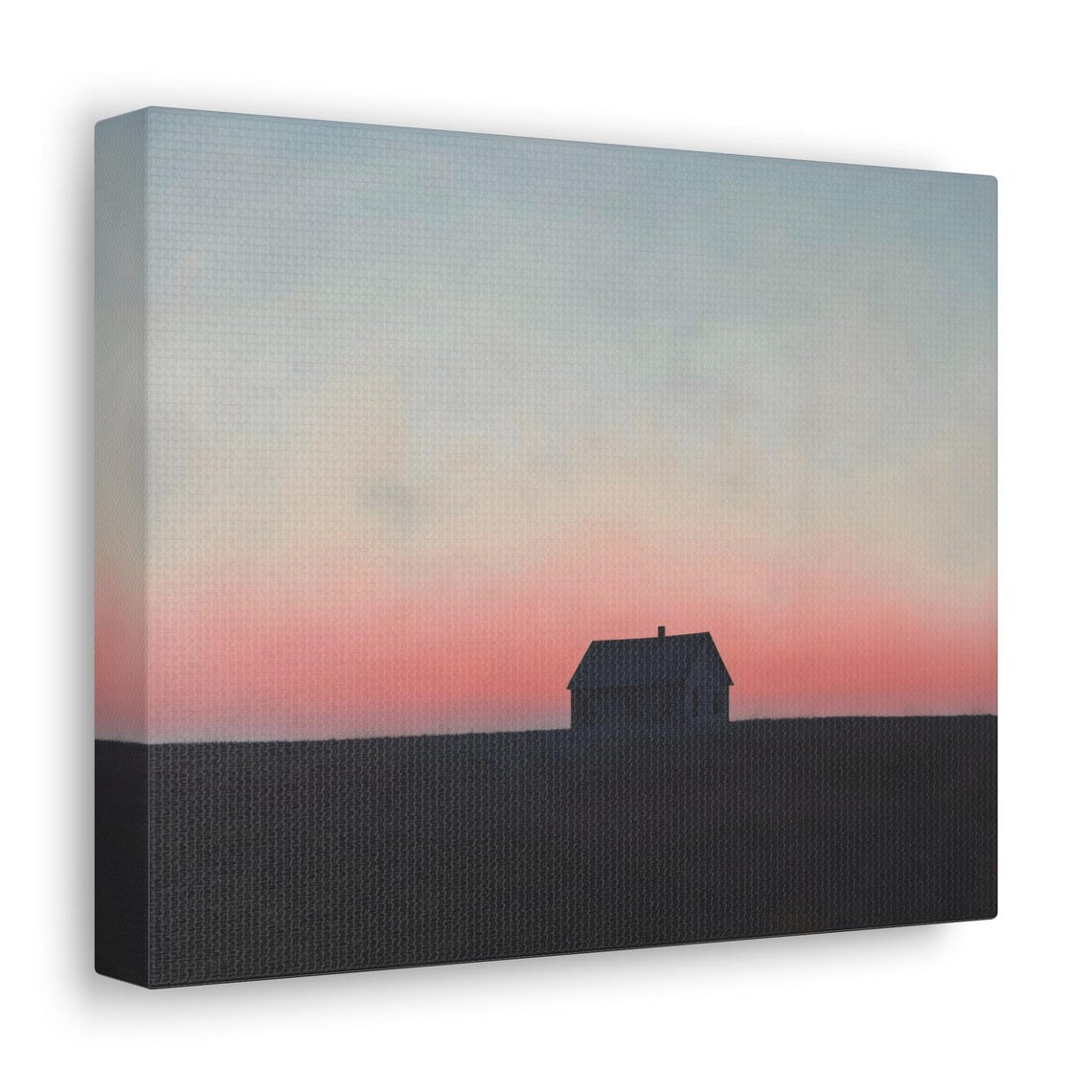 Solitary House Silhouette Soft Pink Horizon Calm Evening Print - Image 2