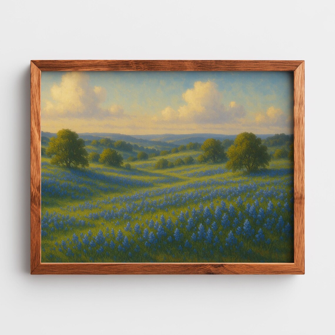 Texas Bluebonnet Hills Rustic Spring Landscape Art