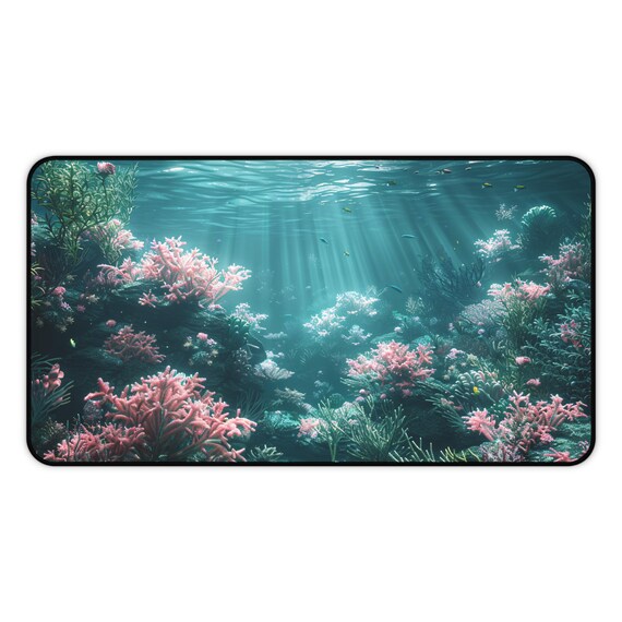 Underwater Coral Reef Mousepad Vibrant Ocean Desk Mat For Gamers Home Office Aquatic Sea Life Design Large Gaming Pad
