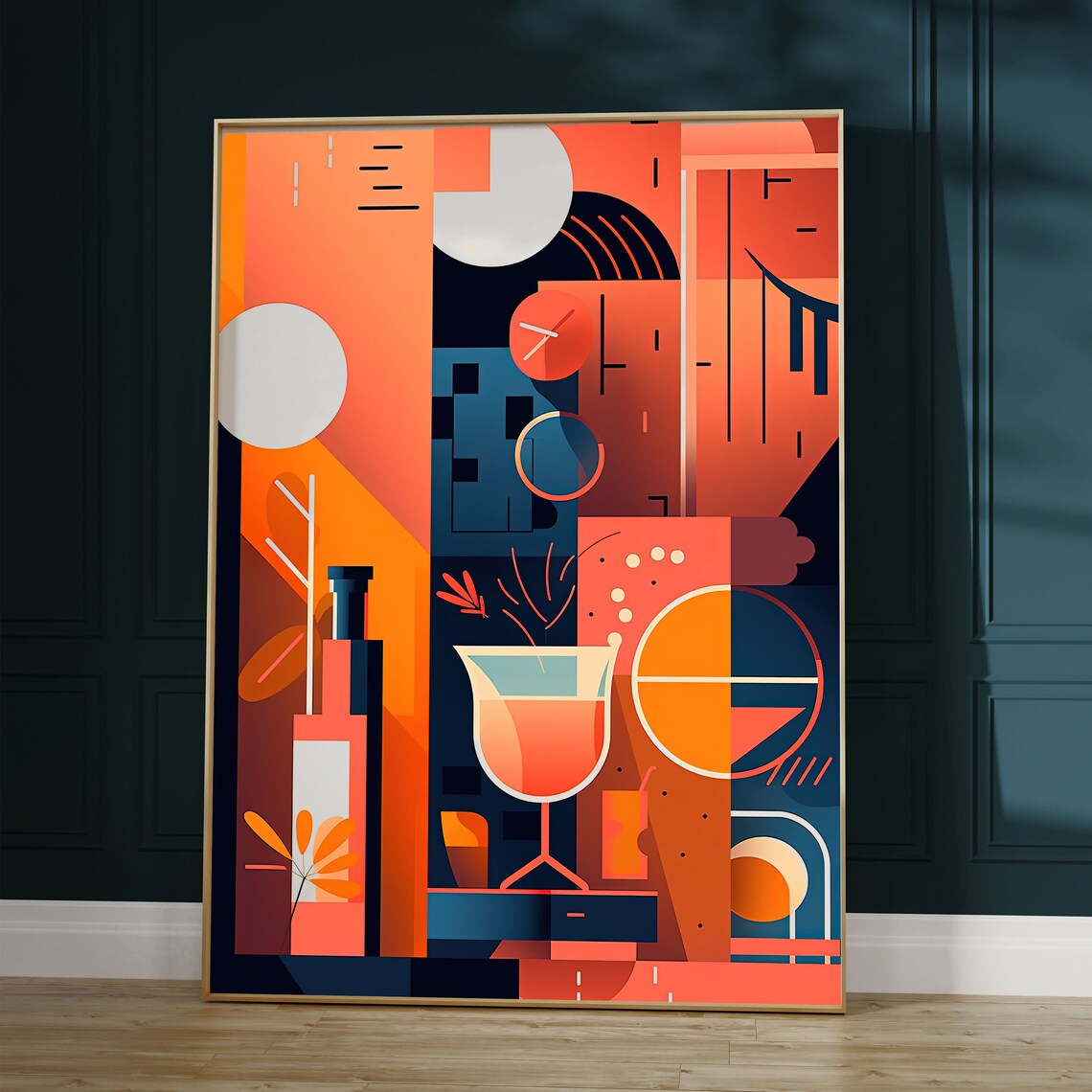 Bauhaus Bar Cart Decor Cocktail Wall Art Print