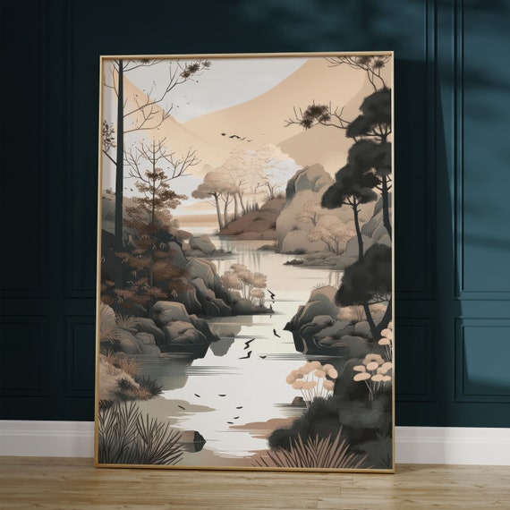 Minimalist Deer Japandi Zen Woodland Art Print