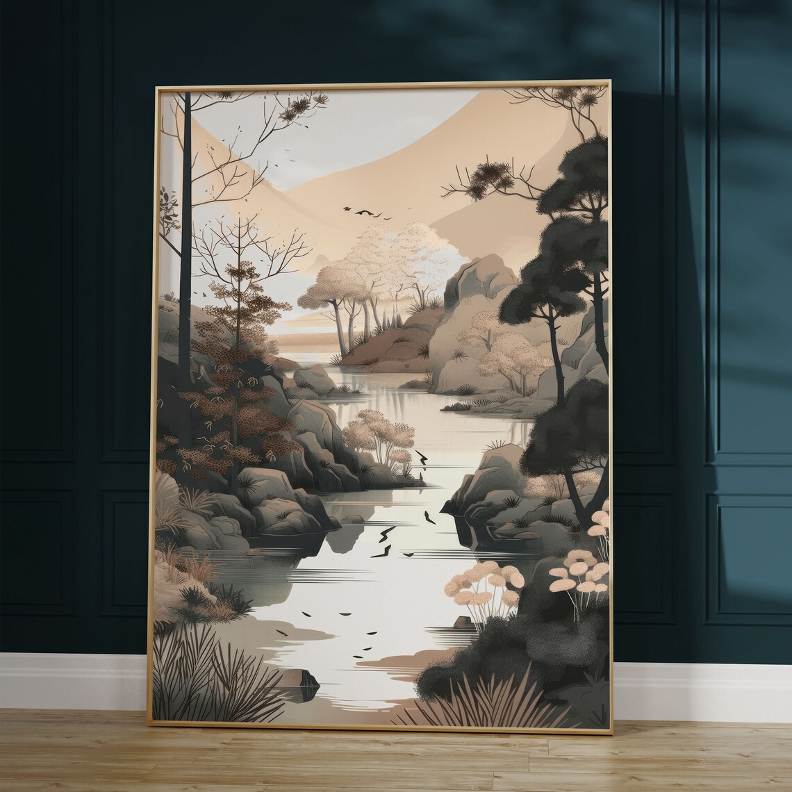 Minimalist Deer Japandi Zen Woodland Art Print