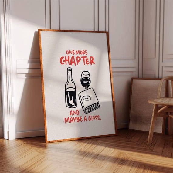 Books And Wine Wall Art Book Lovers Print Digital Download