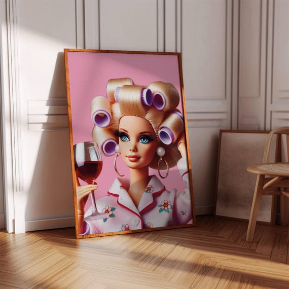 Retro Doll Print Girly Pink Preppy Wall Art Digital Download