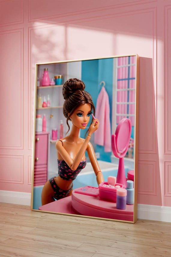 Girl Makeup Poster Retro Doll Wall Art Feminine Print Digital Download