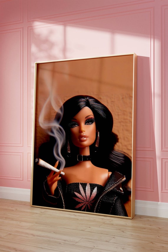 Retro Girl Smoking Art Print Girly Cannabis Poster Digital Download