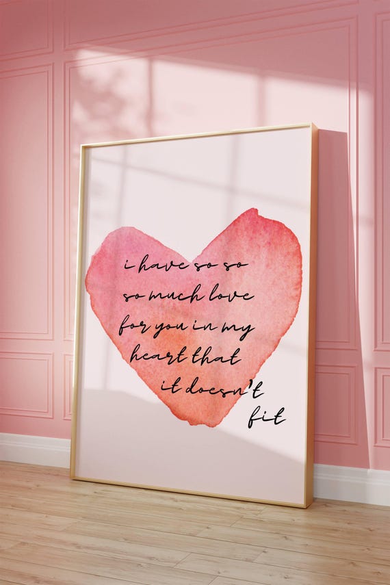 Love Quote Poster Pink Heart Wall Art Digital Download