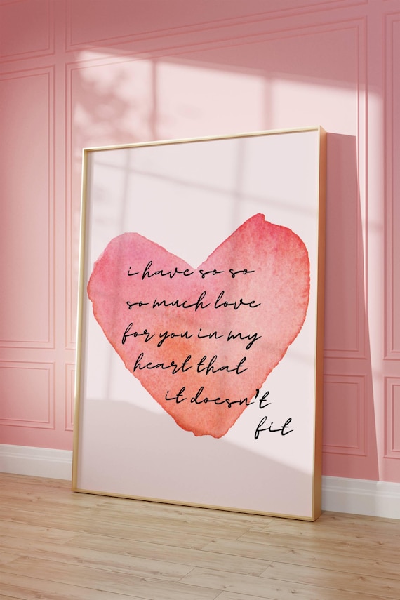 So Much Love Watercolor Heart Romantic Sweet Pink Quote Poster