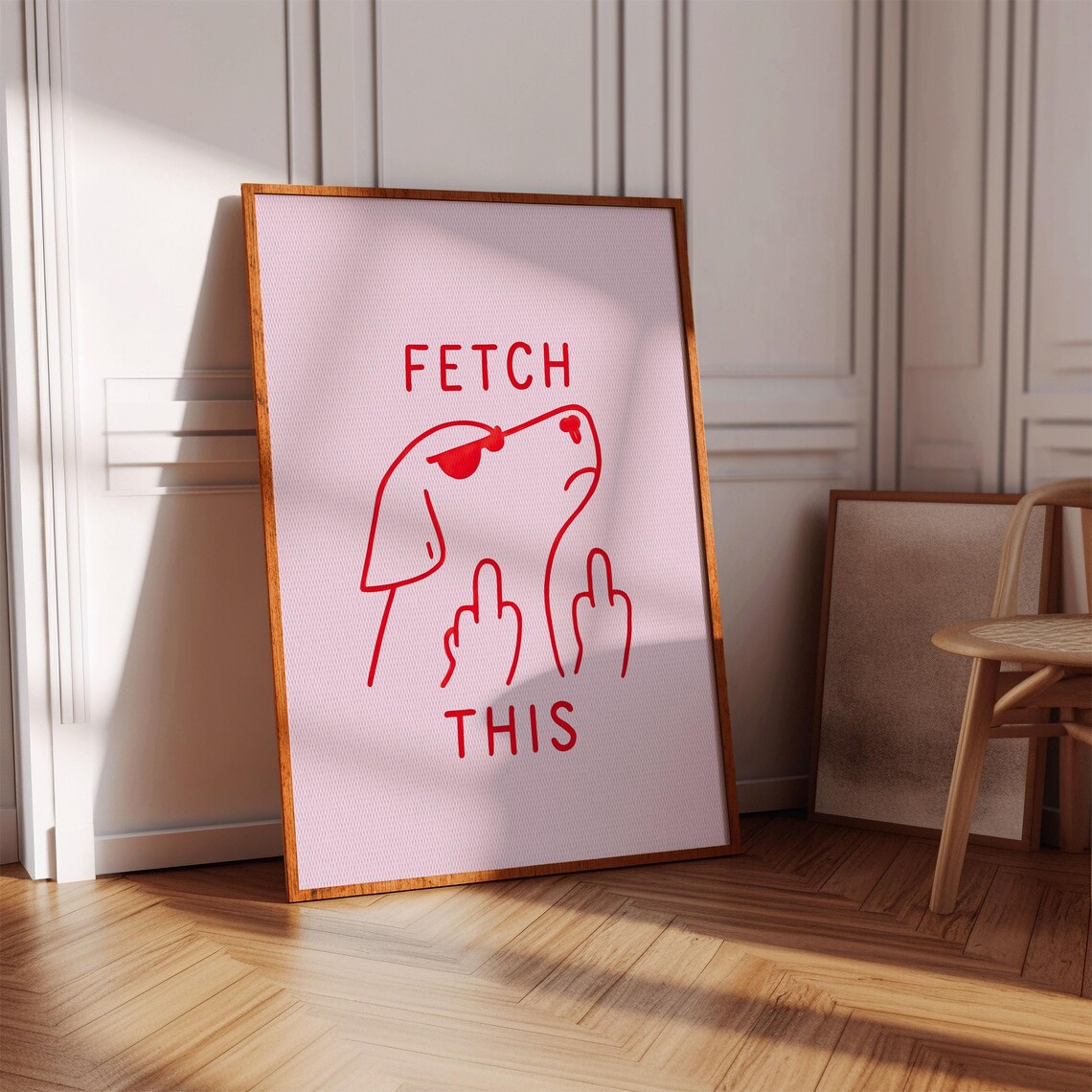 Fetch This Funny Dog in Sunglasses Flipping Middle Fingers Poster